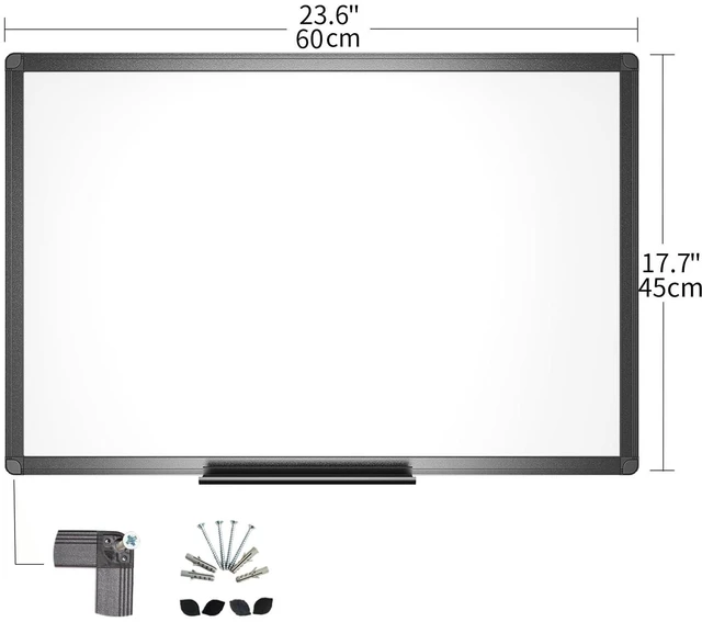 Alt view image 2 of 7 - Magnetic Dry Erase Board, 24 x 18 Inches, Black Aluminium Frame Includes 1 Eraser, 2 Markers & 4 Magnets, Wall Mounted Whiteboard for School Office and Home