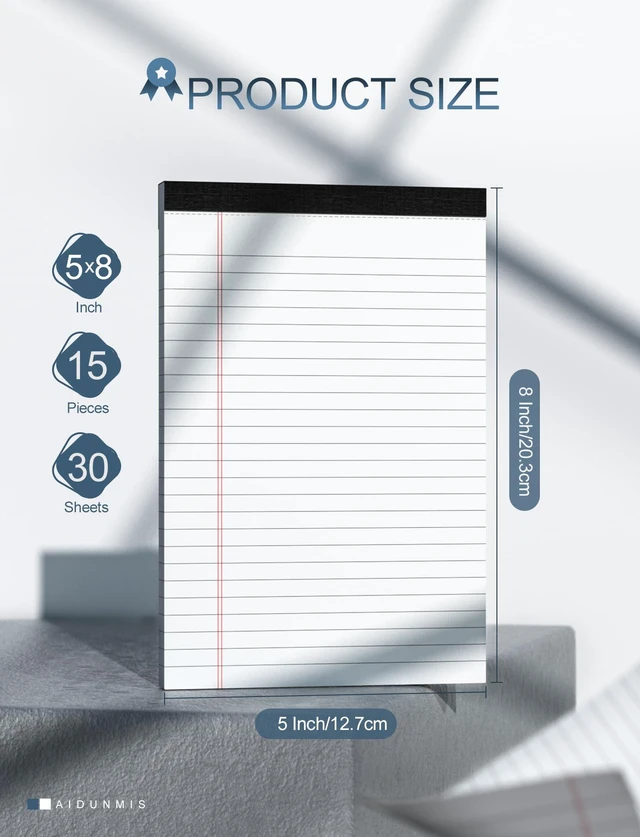 Alt view image 2 of 7 - White Legal Pads 5x8 Small Note Pads 5x8 College Ruled Paper Tablets 15 Pcs 15 Pack Writing Pads 5x8 Paper Pads Note Pads 5x8 Notebook Paper Lined Writing Pad Small Legal Pad 5 x 8 White 30 Sheets/Pad