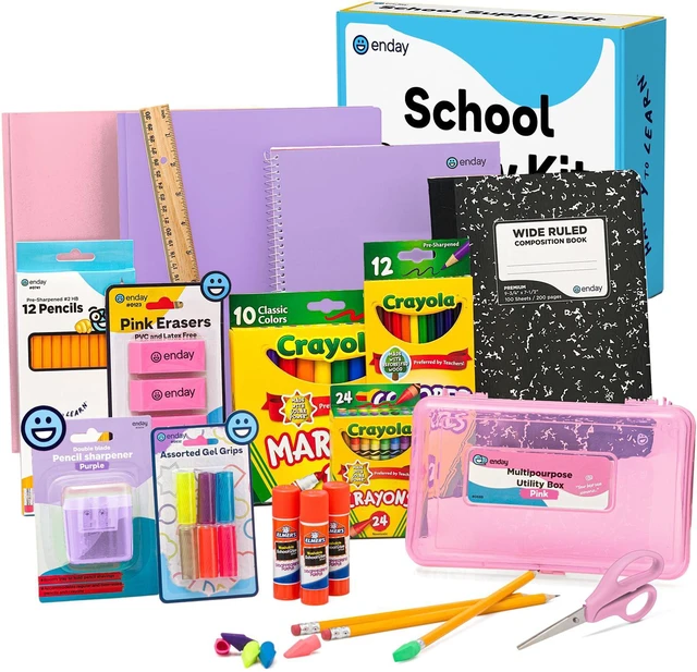 Main image of Back to School Supplies Kit - Grades K-5, 83 Piece Back to School Supplies Kit, Kindergarten School Supplies Kids for Girls & Boys (1 Kit - Purple Pink)