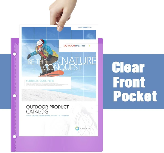 Alt view image 2 of 6 - Heavy Duty Plastic Folders with Clear Front Pocket and Holes-18 Pack,Assorted Colors Folder with 2 Pockets and 3 Holes for 3 Ring Binders,Folder with Card Slot for School,Office and Home