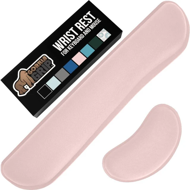Main image of Memory Foam Wrist Rest for Computer Keyboard, 2 Piece Pink Silky Mousepad Rest, Ergonomic Design for Typing Pain Relief, Mouse Pad Support for Hand and Arm, Work and Gaming Accessories