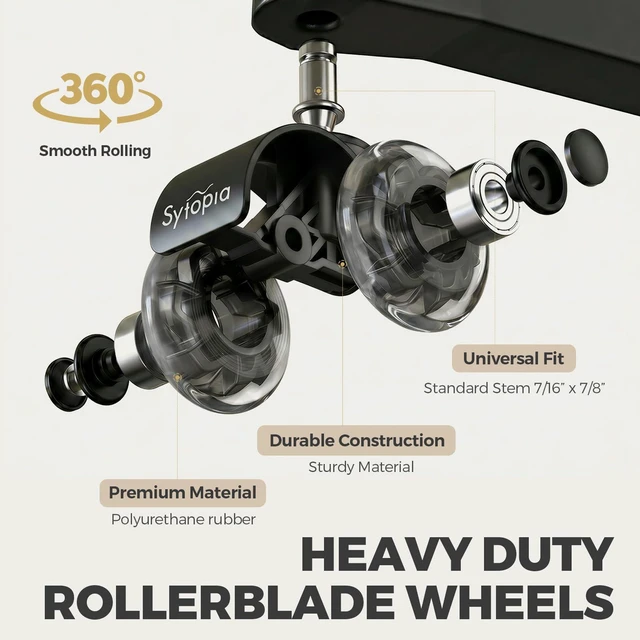 Alt view image 3 of 7 - Chair Wheels Replacement, Heavy Duty Office Chair Wheels for Hardwood Floors and Carpet, Replaces Mat Rubber Office Casters Universal Accessories Set of 5 Black