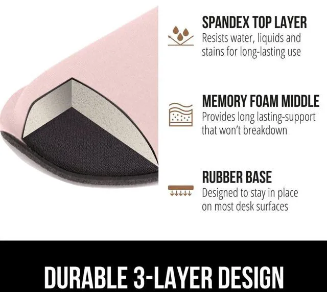 Alt view image 6 of 7 - Memory Foam Wrist Rest for Computer Keyboard, 2 Piece Pink Silky Mousepad Rest, Ergonomic Design for Typing Pain Relief, Mouse Pad Support for Hand and Arm, Work and Gaming Accessories