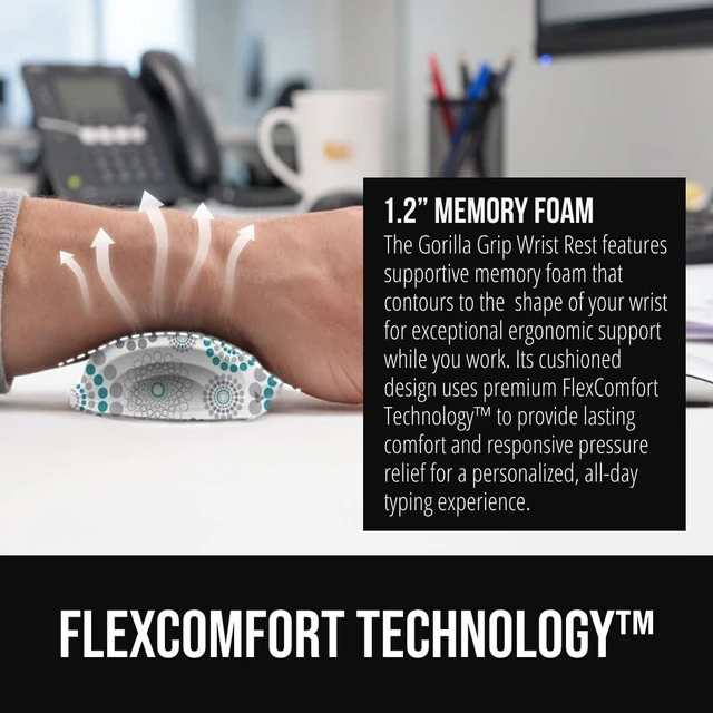Alt view image 4 of 7 - Memory Foam Wrist Rest for Computer Keyboard, 2 Piece Spiral Silky Mousepad Rest, Ergonomic Design for Typing Pain Relief, Mouse Pad Support for Hand and Arm, Work and Gaming Accessories