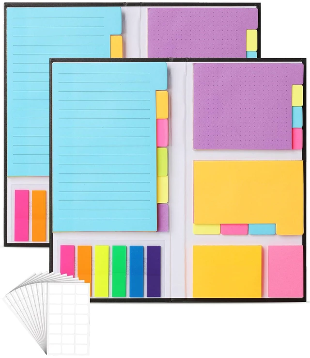 Main image of Sticky Notes Set, 2 Sets, 820 Pack, Ruled Dotted & Blank Notes with 150 Index Tabs, Divider Sticky Pads for Bible Study, Office, School, Planning