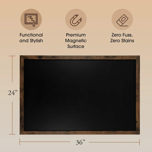 Alt view image 3 of 7 - Rustic Wood Magnetic Board for Wall, Stain Resistant, 24"x36" Magnet Board for Notes Photos Reminders on Wall Display, Menu Board for Kitchen, Mounting Hardware, Vertical or Horizontal