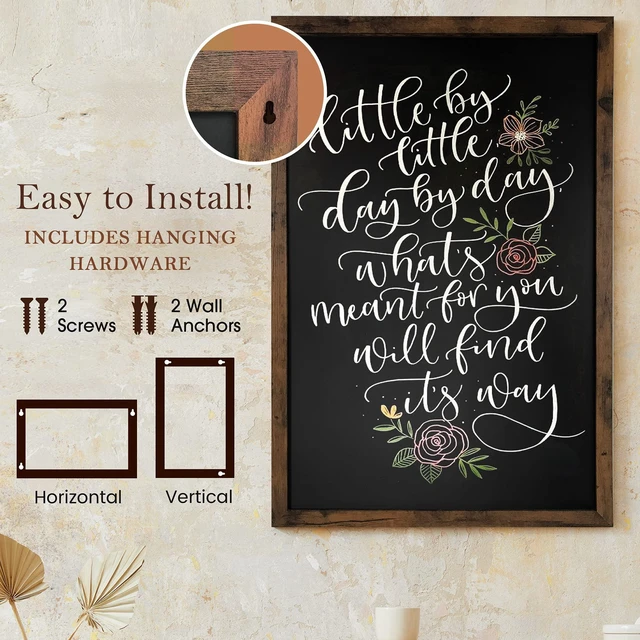 Alt view image 5 of 7 - Rustic Wood Magnetic Board for Wall, Stain Resistant, 24"x36" Magnet Board for Notes Photos Reminders on Wall Display, Menu Board for Kitchen, Mounting Hardware, Vertical or Horizontal