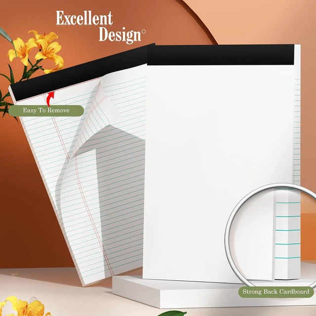 Alt view image 4 of 7 - 24 Pack White Legal Pads 8.5 x 11 Note Pads College Ruled Writing Pads Notepads 8.5 x 11 Lined Paper Pads, 30 Sheet/Notepad, 38 Lines Perforated Note Pads 8.5 x 11'' for School,Home,Office,Work