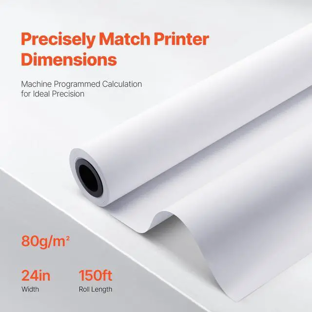 Alt view image 3 of 7 - Wide Format Paper, 24 in x 150 ft Plotter Media, 6 Rolls CAD Bond Rolls with 2 in Core, 20 LB Bond Rolls, Ideal for CAD Drawings, Engineering Plans, GIS Maps & Architectural Designs