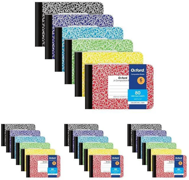 Main image of Composition Mini Notebooks, Cover Colors Vary, Wide Ruled Paper, 4-7/8 x 7-1/2 Inch School Journals, Assorted Color Covers, 80 Sheets per Book (63779), 6 Count (Pack of 4)