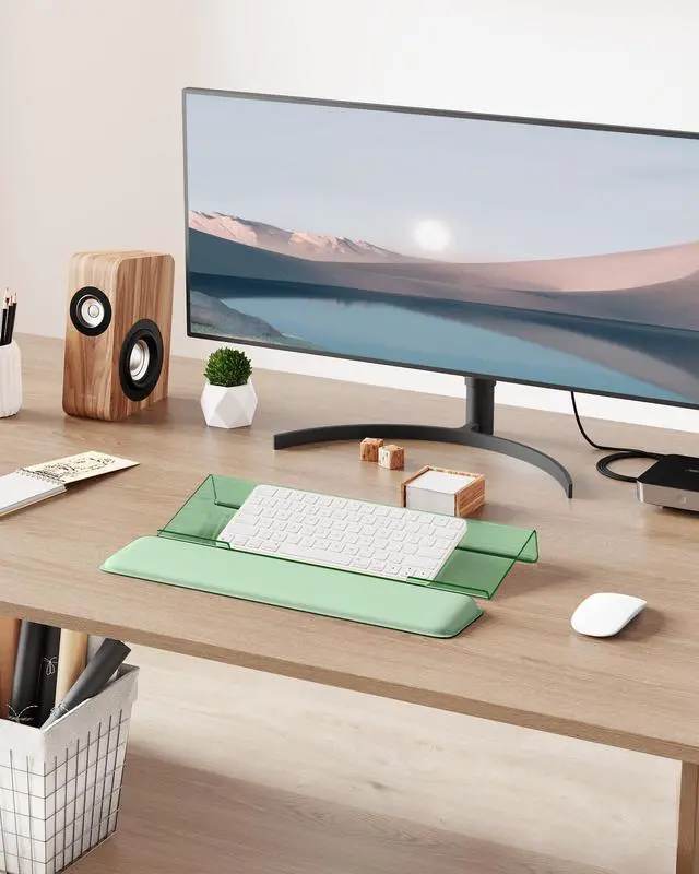 Alt view image 6 of 6 - Computer Keyboard Wrist Rest, Keyboard Riser Stand for Desktop Green, Ergonomic Acrylic Keyboard Holder, Non-slip Wrist Pad, Pain Relief for Typing, Multiple Colors