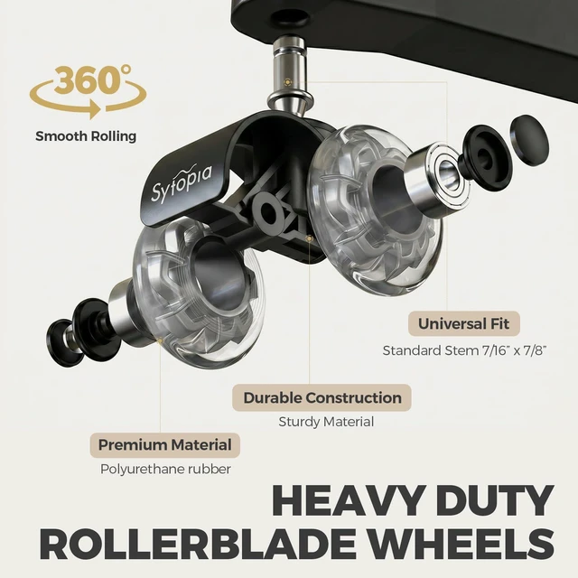 Alt view image 3 of 7 - Office Chair Wheels 2 Inch Replacement for All Hardwood and Carpet Floors