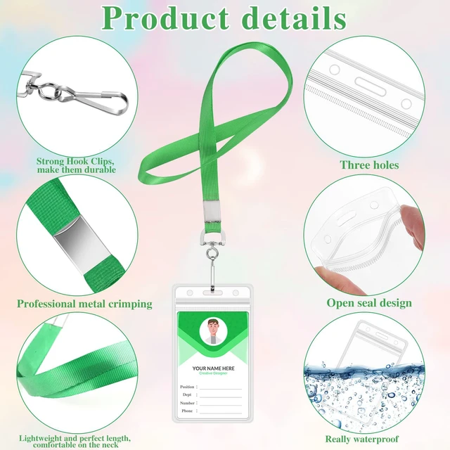 Alt view image 5 of 6 - 48 Pack Cruise Lanyards with Waterproof Badge Holders, 12 Colors Soft Neck Lanyards, Clear Resealable Pvc Holders, Fits Id And Cruise Cards, Color Coded For Groups And Events