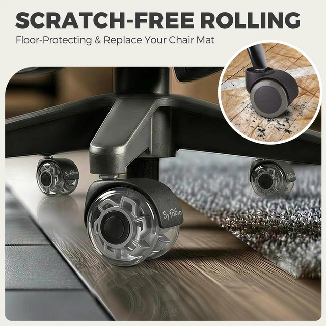 Alt view image 6 of 7 - Office Chair Wheels 2 Inch Replacement for All Hardwood and Carpet Floors