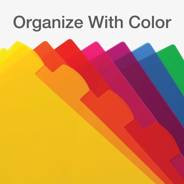 Alt view image 7 of 7 - Plastic Binder Dividers for 3 Ring Binder,Durable Plastic-Binder Divider,8 Tab,Multicolor Tabs,3 Hole Punched,Letter Size,6 Sets (89601),(Pack of 4)