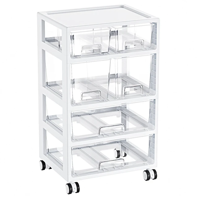 Main image of Drawer Storage Organizer,4 Tier 6 Drawers with Wheels Clear Drawers with Multiple Sizes Keep Supplies Visible. Sturdy for Bathreoom, Office, Under Desk, Crafts & Art Storage