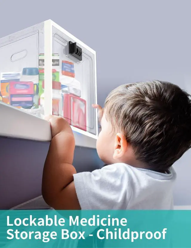 Alt view image 3 of 7 - Large Medicine Lock Box for Safe Medication, Lockable Storage Box for Snacks Food, Phone Lock Boxes with Combination Code for Home/Dorms/Office Storage Lockers