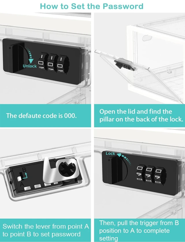 Alt view image 6 of 7 - Large Medicine Lock Box for Safe Medication, Lockable Storage Box for Snacks Food, Phone Lock Boxes with Combination Code for Home/Dorms/Office Storage Lockers