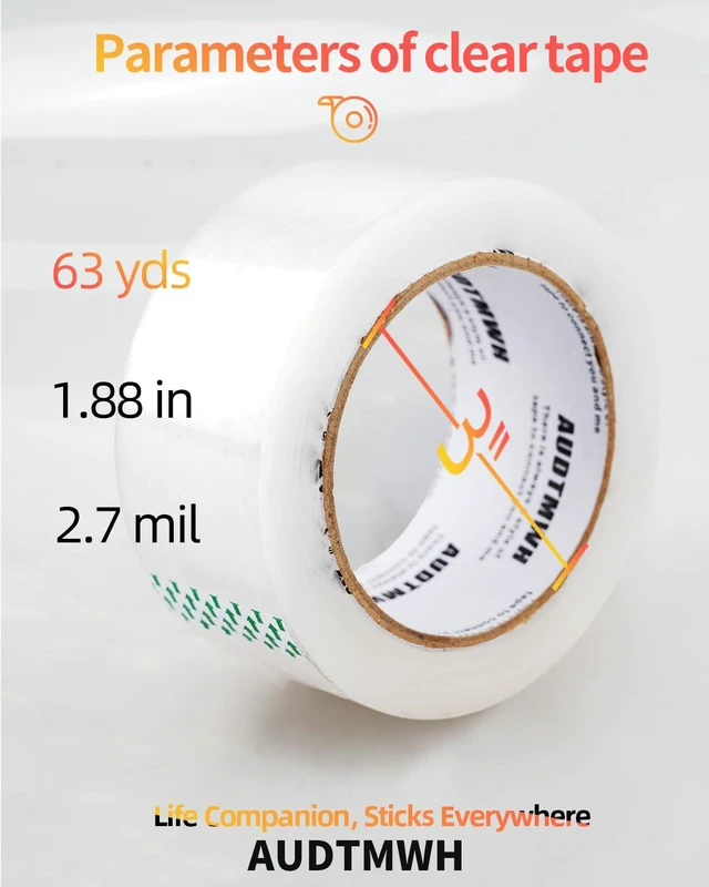Alt view image 2 of 6 - Clear Packing Tape, 1.88" x 63 yds, 6 Rolls Heavy Duty Packaging Tape Designed for Moving, Packing, Shipping and Mailing
