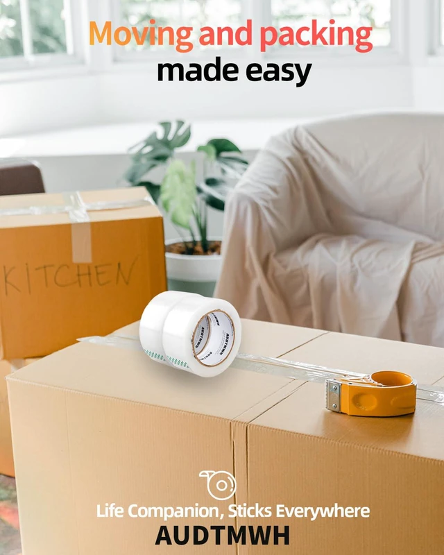 Alt view image 5 of 6 - Clear Packing Tape, 1.88" x 63 yds, 6 Rolls Heavy Duty Packaging Tape Designed for Moving, Packing, Shipping and Mailing