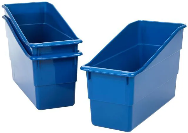 Alt view image 4 of 7 - Durable Book & Binder Holders 12-Pack, Blue Ideal for Narrow or Vertical Storage Needs, Book, Magazine, File Folder, & Binder Holders, Classroom Organization Made Easy