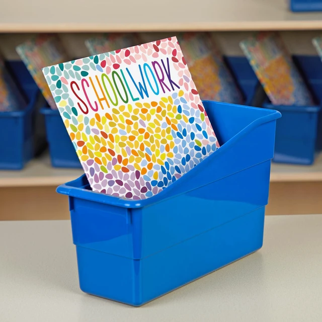 Alt view image 5 of 7 - Durable Book & Binder Holders 12-Pack, Blue Ideal for Narrow or Vertical Storage Needs, Book, Magazine, File Folder, & Binder Holders, Classroom Organization Made Easy
