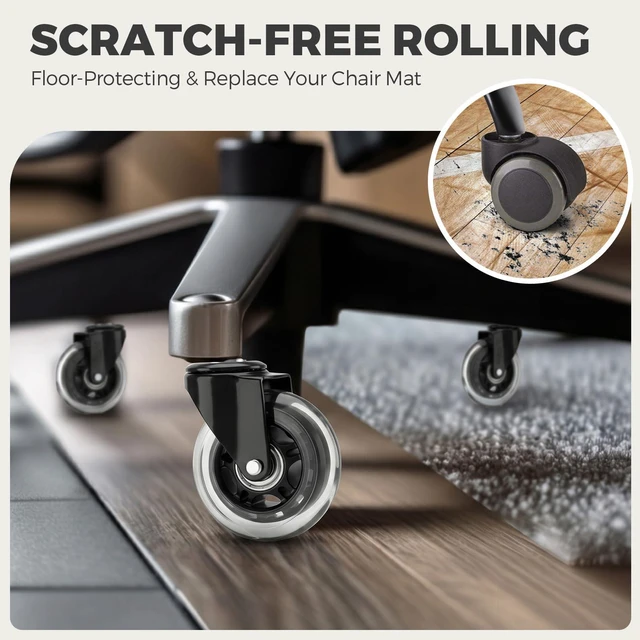 Alt view image 3 of 7 - 3 Inch Office Chair Wheels, Smooth & Safe Rolling, Safe for All Floors Include Hardwood Floors & Carpet, Universal Stem 7/16 inch x 7/8 inch, Not for 1KEA Chairs, Easy to Install, Set of 5, Clear