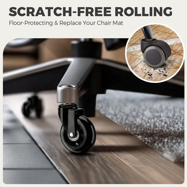 Alt view image 3 of 7 - 3 Inch Office Chair Wheels, Smooth & Safe Rolling, Safe for All Floors Include Hardwood Floors & Carpet, Universal Stem 7/16 inch x 7/8 inch, Not for 1KEA Chairs, Easy to Install, Set of 5, Black