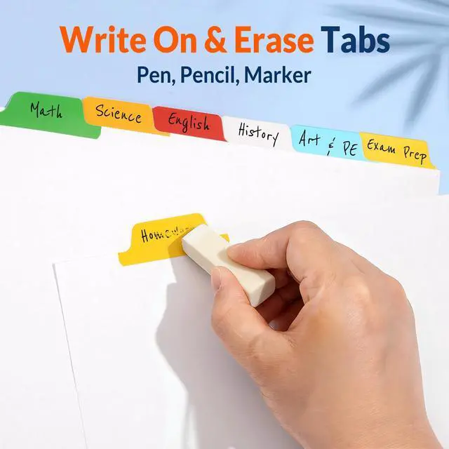 Alt view image 3 of 7 - Binder Dividers with Colorful Write On & Erase Tabs for 3 Ring Binder, 8.5 x 11 Paper White Reusable Dividers Blank with 8 Tabs, 12 Sets Page Dividers for School, Office and Home, 96 Dividers