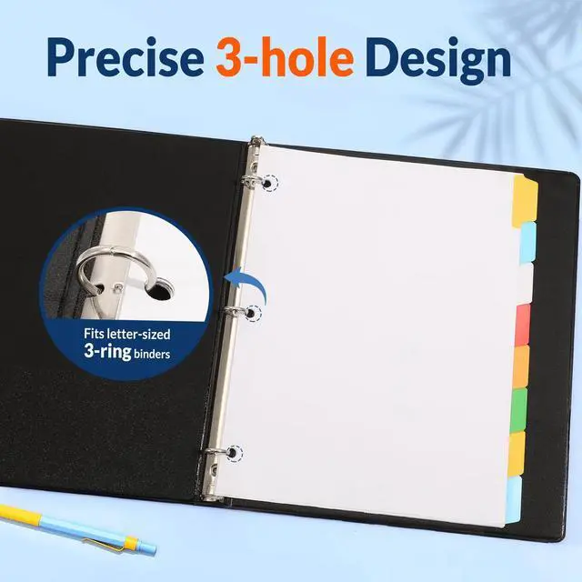 Alt view image 4 of 7 - Binder Dividers with Colorful Write On & Erase Tabs for 3 Ring Binder, 8.5 x 11 Paper White Reusable Dividers Blank with 8 Tabs, 12 Sets Page Dividers for School, Office and Home, 96 Dividers
