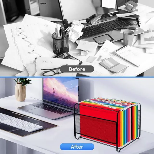 Alt view image 6 of 7 - 24 Pack Hanging File Folders, Letter Size with 1/5-Cut Adjustable Tabs, 12 Selected Color - File Folder Organizer for Filing Cabinet Office Home, Designed for Bulky Files, Medical Charts