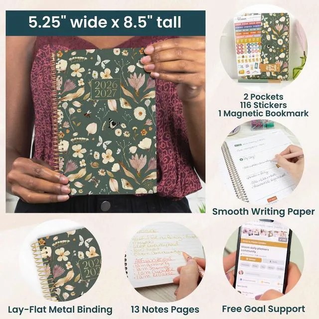 Alt view image 5 of 7 - 2026-2027 Planner - Academic Year (July 2026 - July 2027) Monthly & Weekly Soft Cover Planner for Women - 13 Month Calendar Agenda Book with Stickers - 5.5" x 8.25" - Butterfly Garden