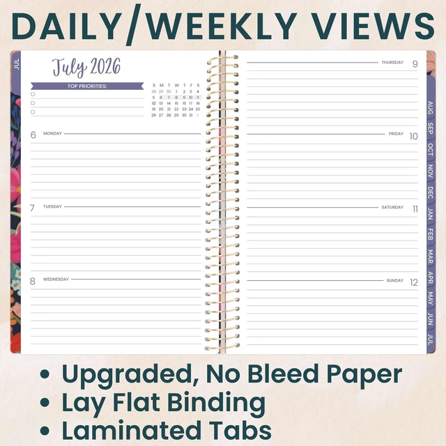 Alt view image 2 of 7 - 2026-2027 Planner - Academic Year (July 2026 - July 2027) Monthly & Weekly Soft Cover Planner for Women - 13 Month Calendar Agenda Book with Stickers - 5.5" x 8.25" - Floral Fiesta