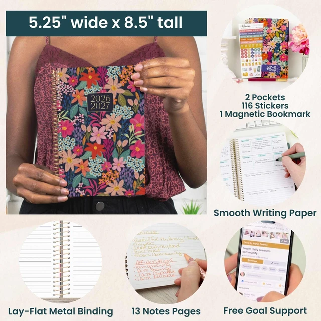 Alt view image 5 of 7 - 2026-2027 Planner - Academic Year (July 2026 - July 2027) Monthly & Weekly Soft Cover Planner for Women - 13 Month Calendar Agenda Book with Stickers - 5.5" x 8.25" - Floral Fiesta