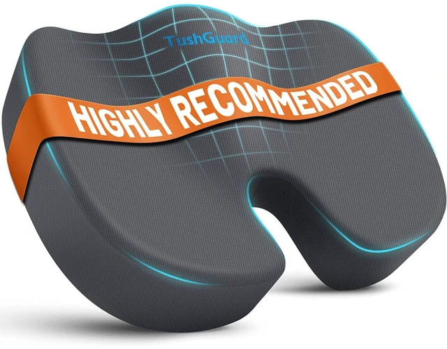 Main image of Seat Cushion for Office Chair, Memory Foam Chair Cushion, Gray Office Chair Cushion for Car, Airplane - Chair Pad for Long Sitting Sciatica, Hip, Coccyx,Tailbone Pain Relief, Butt Pillow