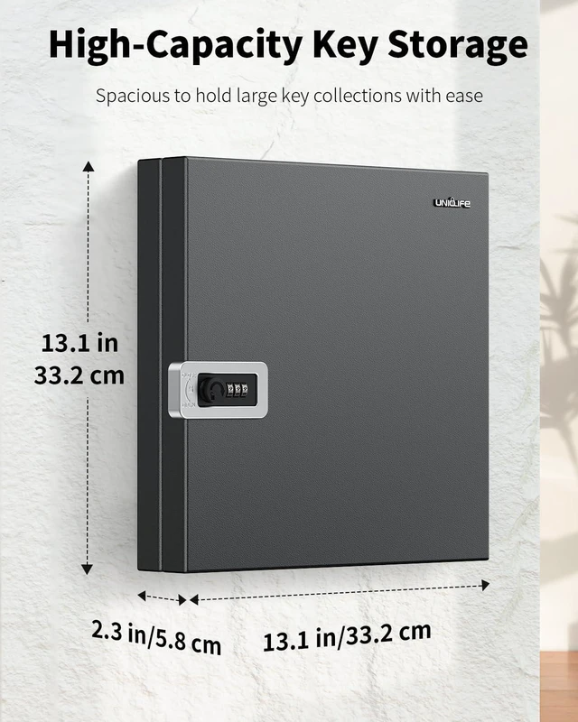 Alt view image 2 of 7 - 48 Keys Key Lock Box, Wall Mount Key Box, Key Cabinet, Car Key Organizer with Writable Key Racks and Tags, Security Key Holder Storage Box for Office, Hotel & Company
