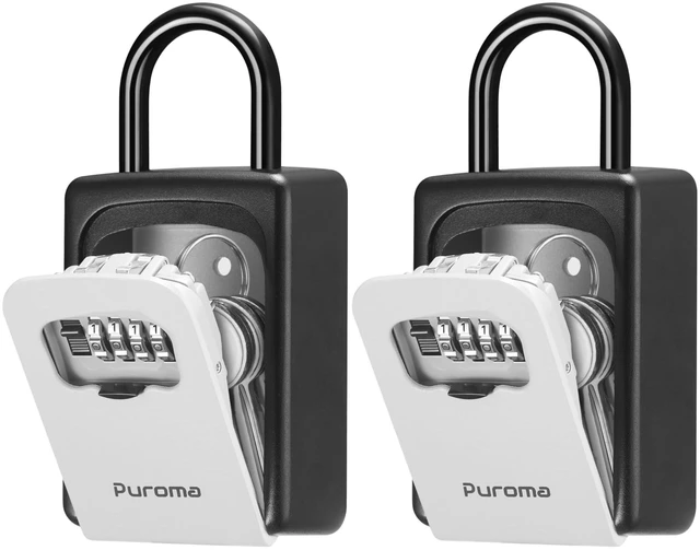 Main image of Key Lock Box Large with Code Lockbox Outdoor Wall Mount Safe 2 Gray Resettable Combination, For Guest Realtor & House Outside, High-capacity, Hold 5 Keys, Portable, Doorknob, Weatherproof