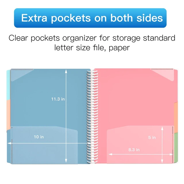Alt view image 3 of 7 - 24 Pocket Plastic folders with Pockets, 6 Colors, Folders Dividers, White Multi Pocket Folders,12 Folder Binder Dividers, Multi-Subject Project Organizer, for Office, School Supplies, Letter Size