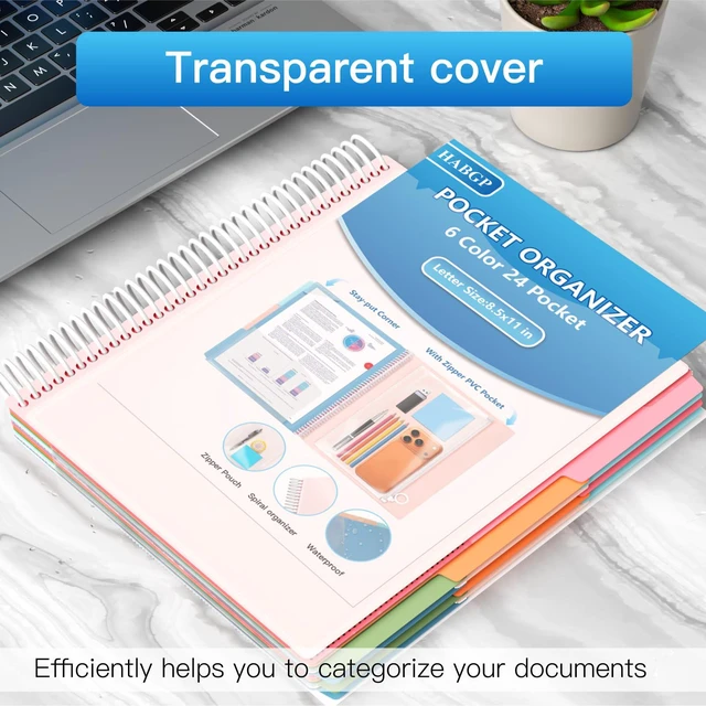 Alt view image 7 of 7 - 24 Pocket Plastic folders with Pockets, 6 Colors, Folders Dividers, White Multi Pocket Folders,12 Folder Binder Dividers, Multi-Subject Project Organizer, for Office, School Supplies, Letter Size