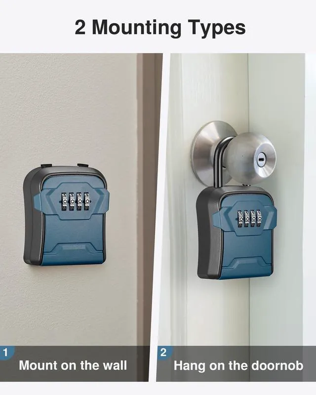 Alt view image 3 of 7 - Key Lock Box for House Keys Combination Lockbox, 1 Peacock Blue For Contractors Guest Realtor Security Storage, Apartment Doorknob, Resettable, Weatherproof, Combination, High-capacity