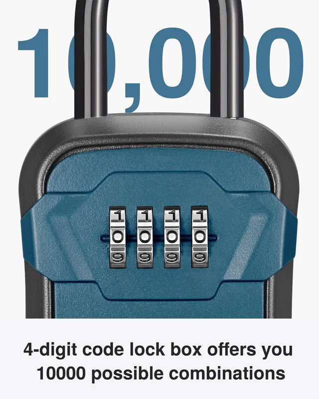 Alt view image 2 of 7 - Key Lock Box for House Keys Combination Lockbox, 1 Peacock Blue For Contractors Guest Realtor Security Storage, Apartment Doorknob, Resettable, Weatherproof, Combination, High-capacity