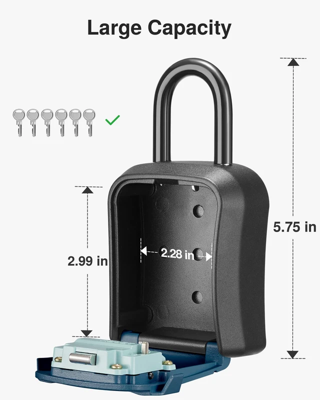 Alt view image 4 of 7 - Key Lock Box for House Keys Combination Lockbox, 1 Peacock Blue For Contractors Guest Realtor Security Storage, Apartment Doorknob, Resettable, Weatherproof, Combination, High-capacity