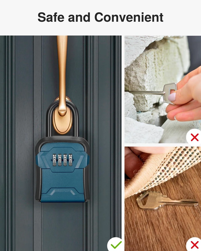 Alt view image 5 of 7 - Key Lock Box for House Keys Combination Lockbox, 1 Peacock Blue For Contractors Guest Realtor Security Storage, Apartment Doorknob, Resettable, Weatherproof, Combination, High-capacity