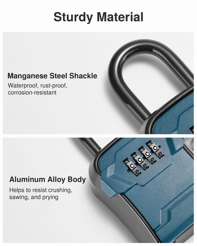 Alt view image 6 of 7 - Key Lock Box for House Keys Combination Lockbox, 1 Peacock Blue For Contractors Guest Realtor Security Storage, Apartment Doorknob, Resettable, Weatherproof, Combination, High-capacity