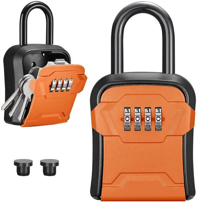 Main image of Key Lock Box for House Keys Combination Lockbox with Code, 1 Orange For Contractors Guest Realtor Security Storage, Apartment Doorknob, Resettable, Weatherproof, Combination, High-capacity