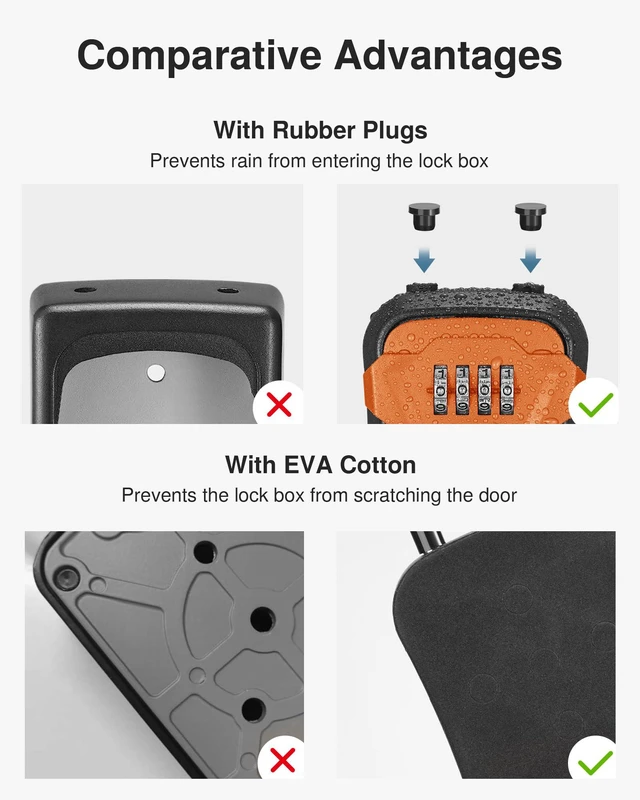 Alt view image 7 of 7 - Key Lock Box for House Keys Combination Lockbox with Code, 1 Orange For Contractors Guest Realtor Security Storage, Apartment Doorknob, Resettable, Weatherproof, Combination, High-capacity