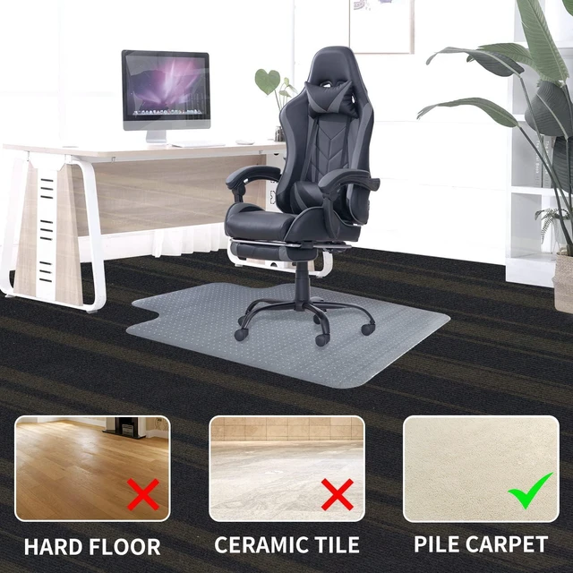 Alt view image 2 of 7 - Chair Mat for Carpeted Floor with Lip,47''×36'' PVC Carpet Protector for Low Pile Carpets Heavy Duty Effective Grip Anti-Slip,Won't Crack,Easy to Clean for Office and Home