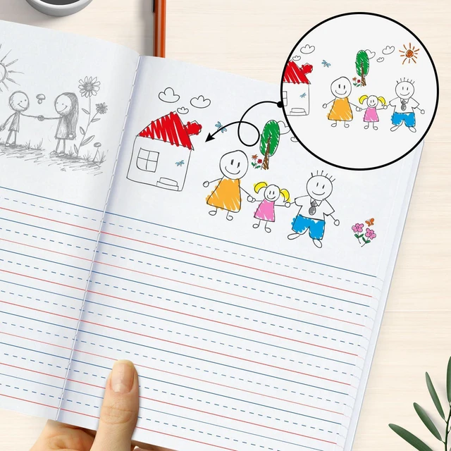 Alt view image 7 of 7 - 5 Pack Primary Composition Notebook, Draw and Write Journal, K-2 Primary Ruled Composition Notebooks, 200 Pages / 100 Sheets, 9-3/4 x 7-1/2, K-2 Drawing Story Journal Writing Notebook