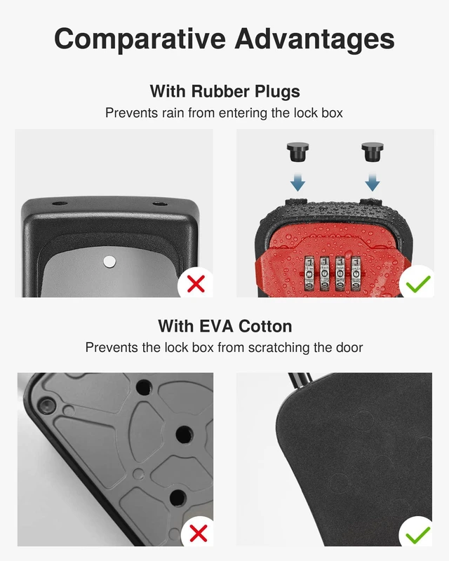 Alt view image 7 of 7 - Key Lock Box for House Keys Combination Lockbox with Code, 1 Red For Contractors Guest Realtor Security Storage, Apartment Doorknob, Resettable, Weatherproof, Combination, High-capacity