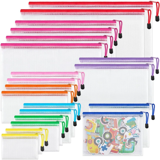 Main image of 20 Pcs Mesh Zipper Pouch Bags, 8 Sizes Waterproof Zipper Bags Multi-use Travel Bags for Office, School, Board Game, Puzzles, Cosmetics, Travel Accessories, and Home Organization, 9 colors